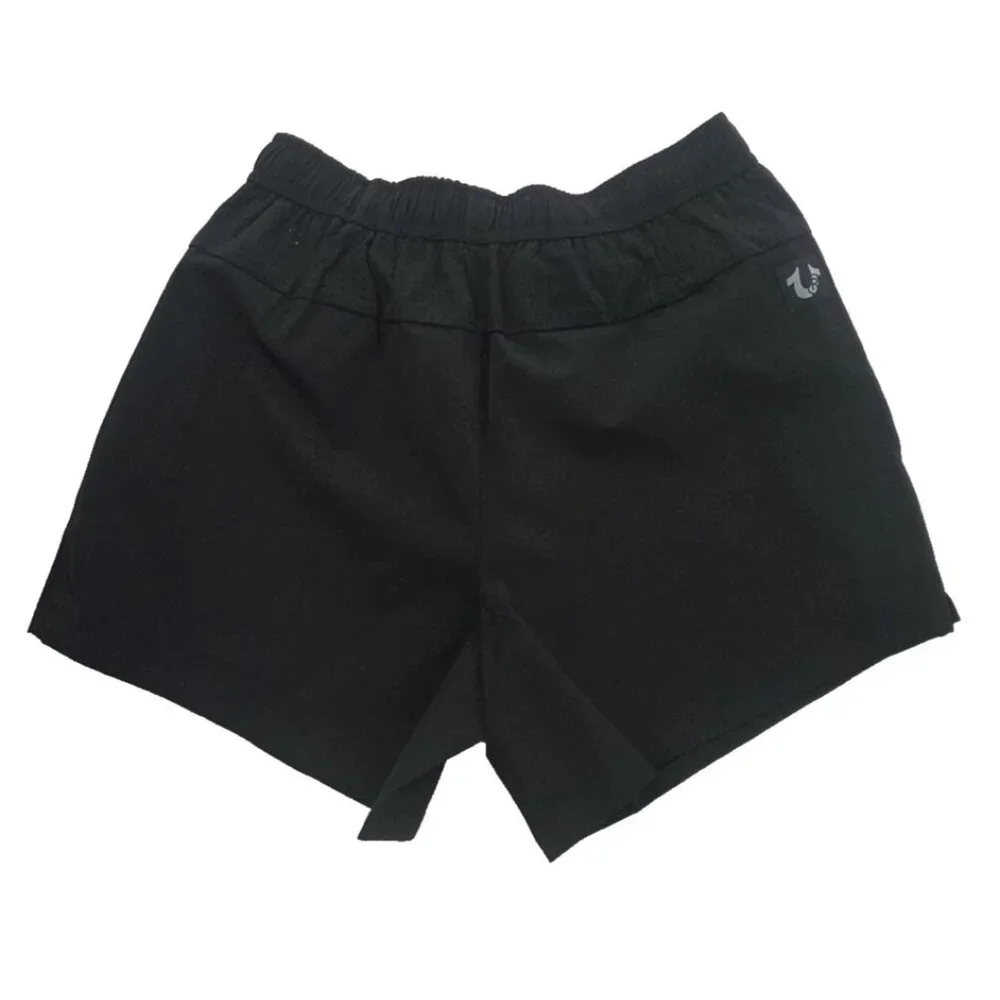 True Religion Running Shorts Men's S Jet‎ Black NEW Elastic Waist Drawstring NWT